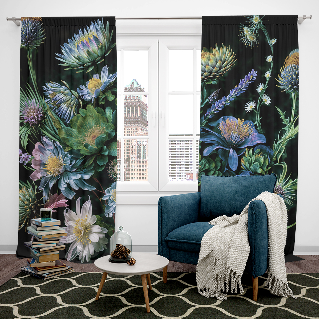 Karanlık Tuvalde Açan Nadide Çiçekler Fon Perde