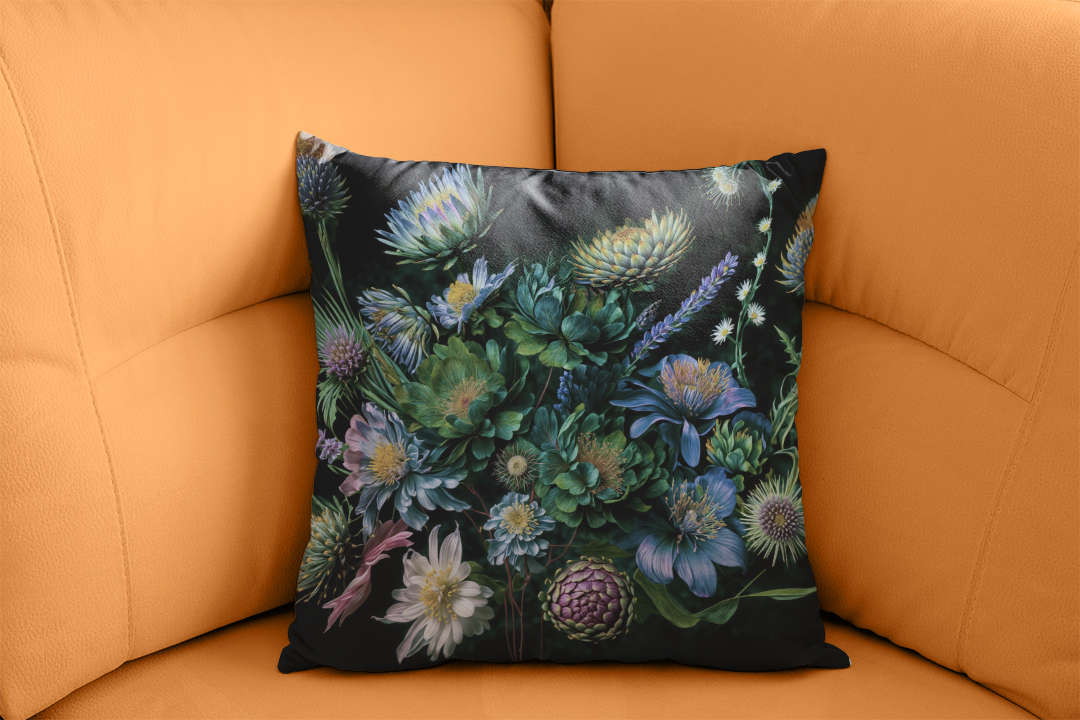 Karanlık Tuvalde Açan Nadide Çiçekler Kırlent