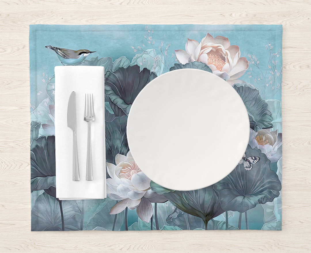 Kuşların Şarkısıyla Dans Eden Lotus Çiçekleri Amerikan Servis