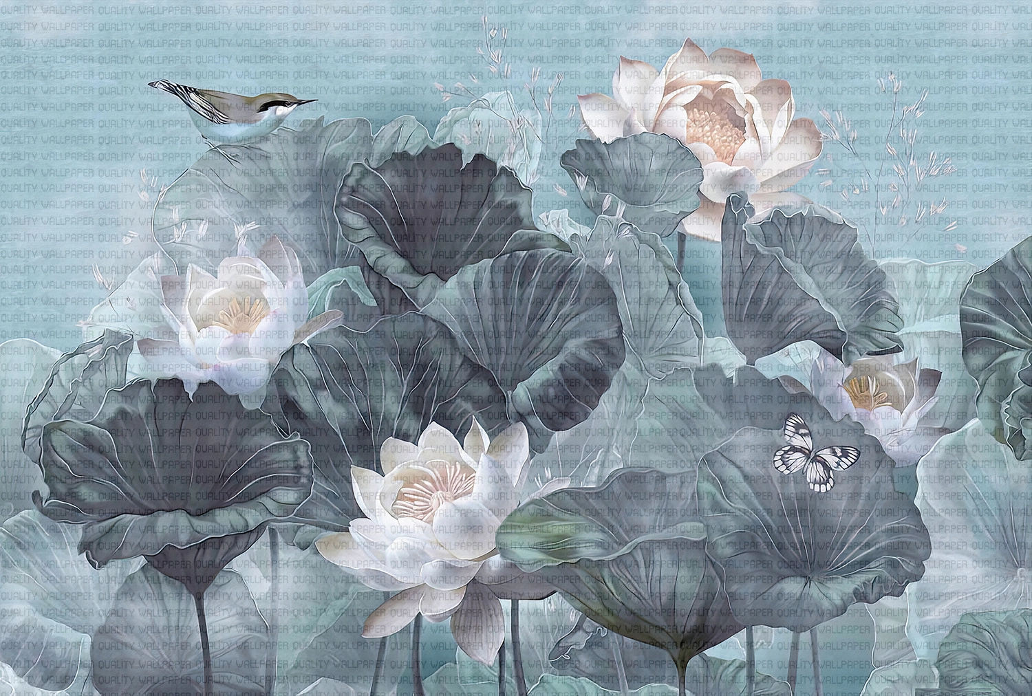 Kuşların Şarkısıyla Dans Eden Lotus Çiçekleri