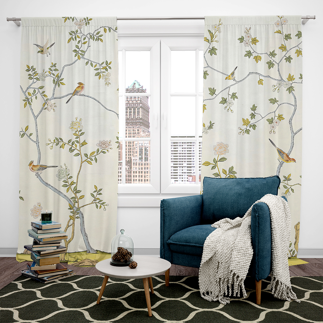 Kuşların Şarkısıyla Yeşeren Bahar Dalı Fon Perde