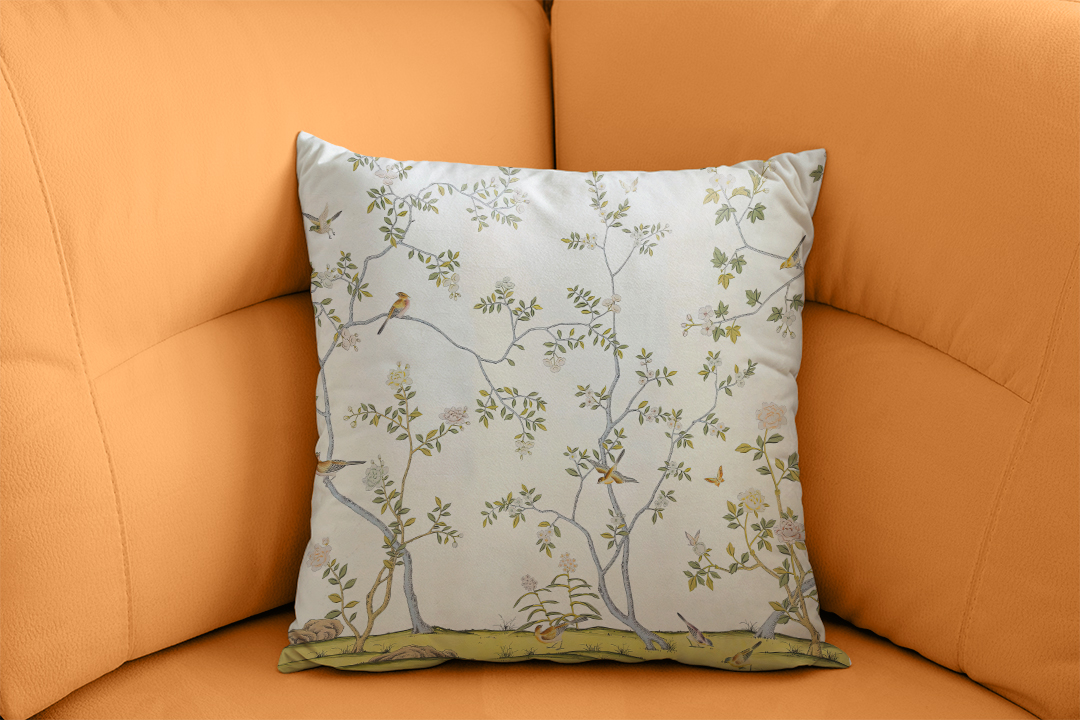 Kuşların Şarkısıyla Yeşeren Bahar Dalı Kırlent