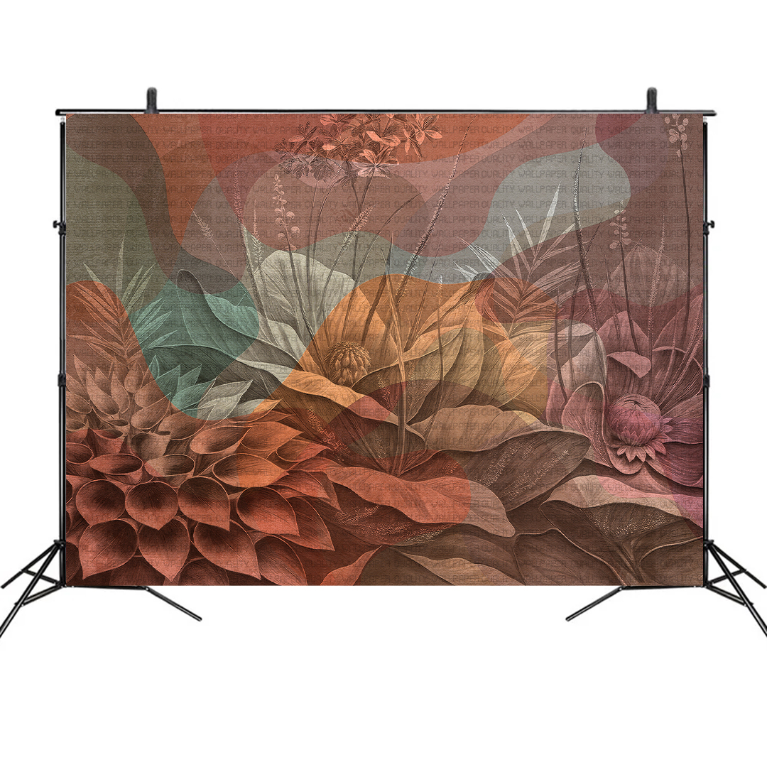 Mistik Bahçenin Gizemli Rüya Gibi Çiçekleri Fon Kumaş