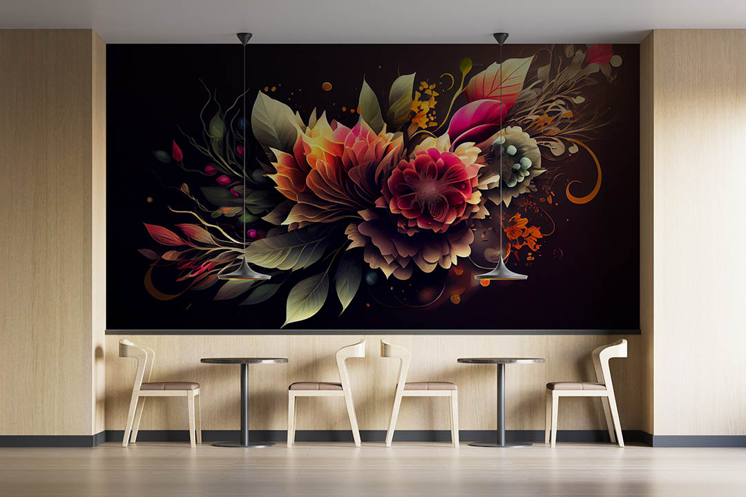 Modern Çizgilerle Buluşan Çiçek Bahçesi Poster Duvar Kağıdı