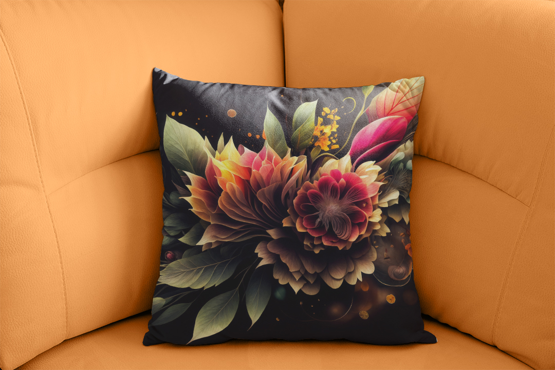 Modern Çizgilerle Buluşan Çiçek Bahçesi Kırlent