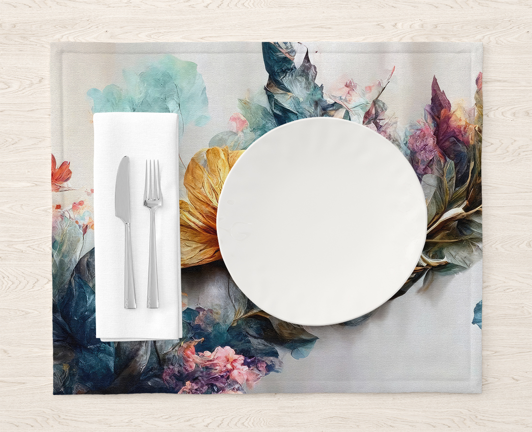 Pastel Renklerin Karışması Sonucu Büyülü Çiçek Deseni Amerikan Servis