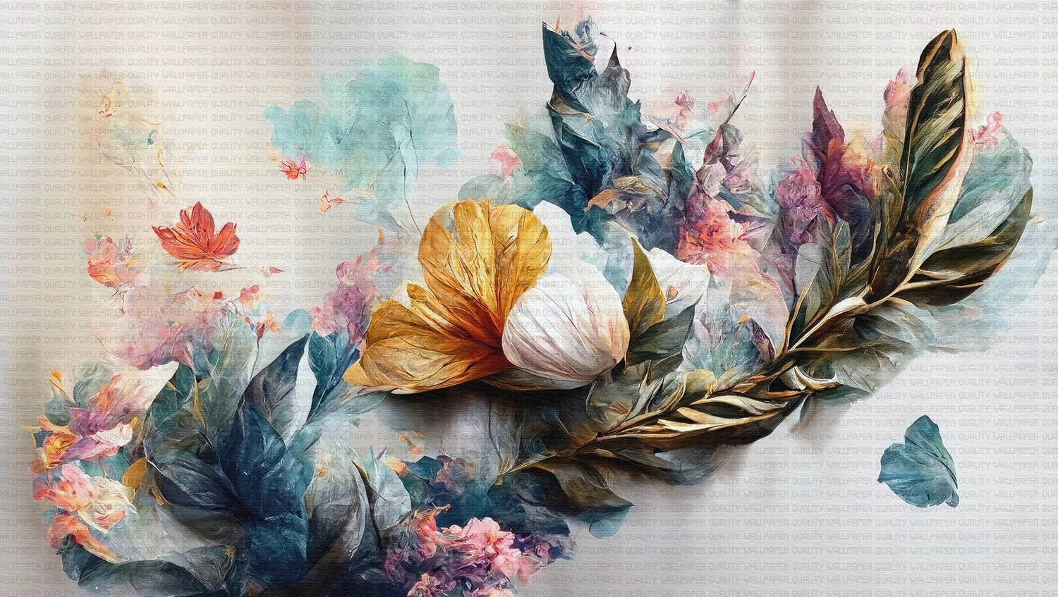 Pastel Renklerin Karışması Sonucu Büyülü Çiçek Deseni