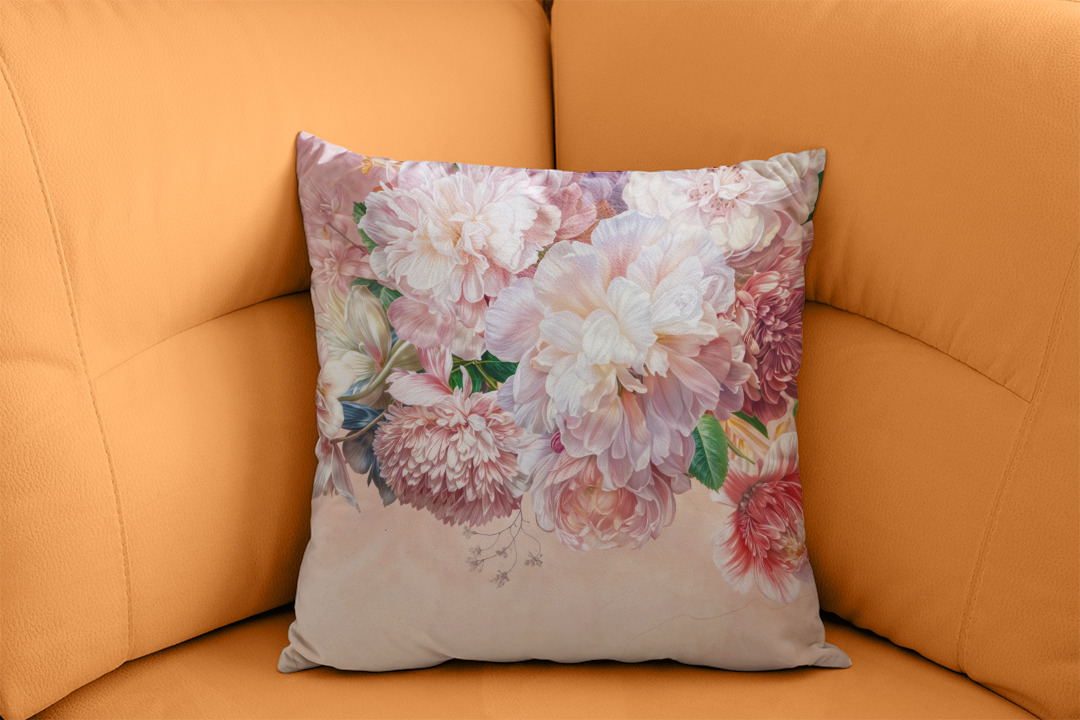 Pastel Renklerle Canlanan Zarif Çiçek Buketi Kırlent