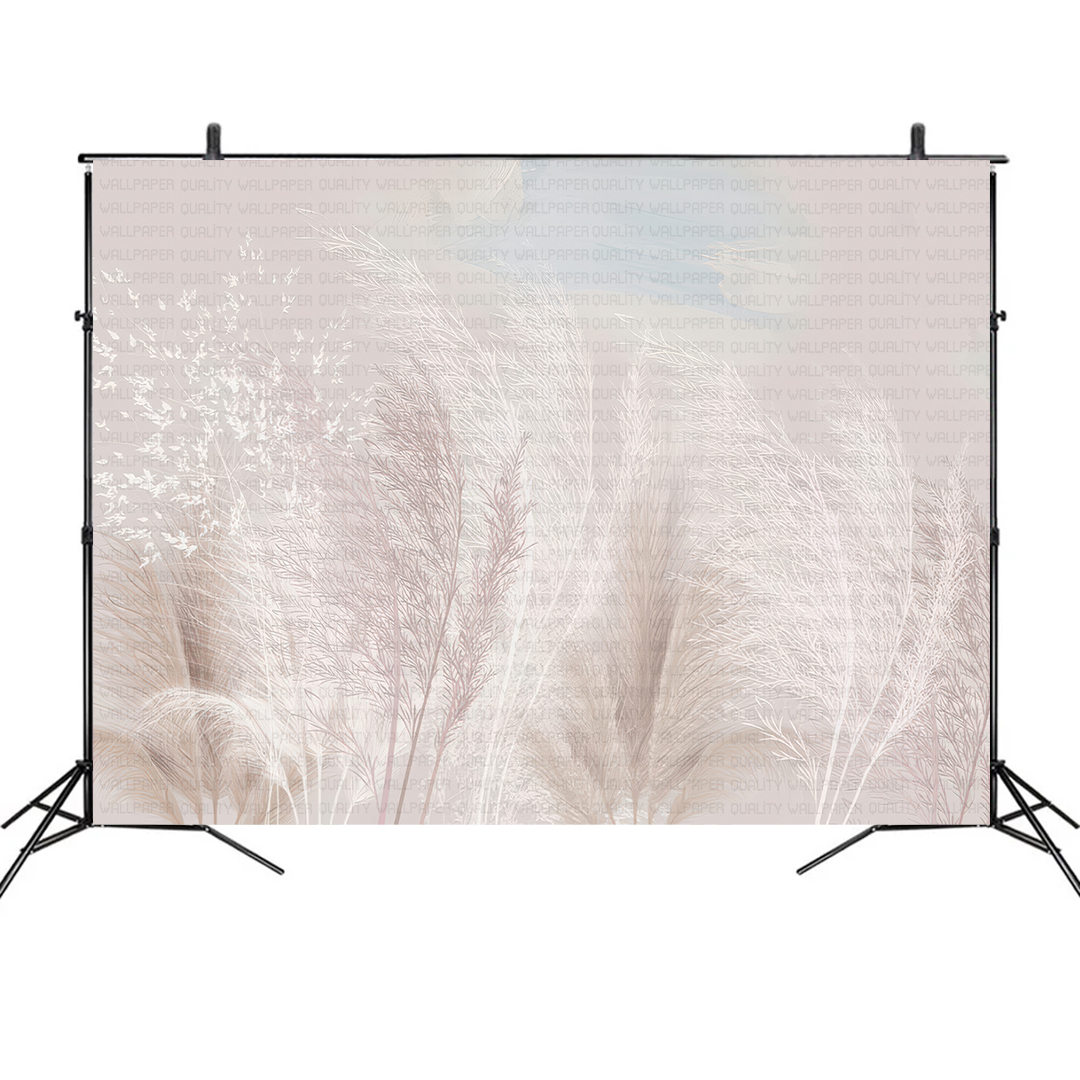 Pastel Tonlarda Zarif Bitki Dokunuşlarıyla Dinginlik Yansıması Fon Kumaş