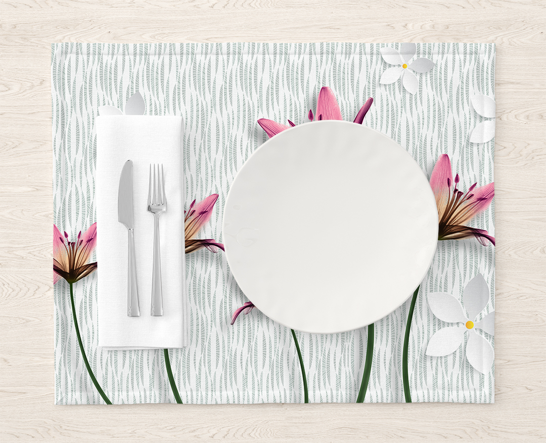 Pembe Zarafet Beyaz Dokunuşlarla Çiçek Bahçesi Amerikan Servis