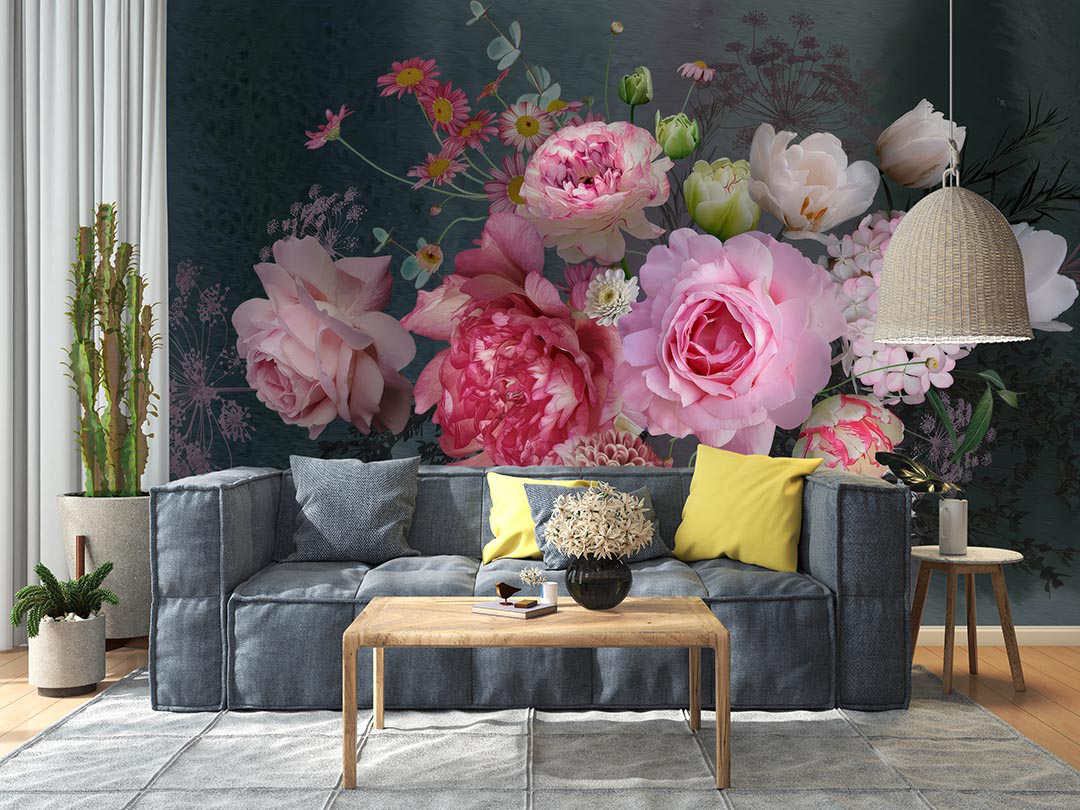 Pembe ve Beyaz Çiçeklerin Zarif Dansı Poster Duvar Kağıdı