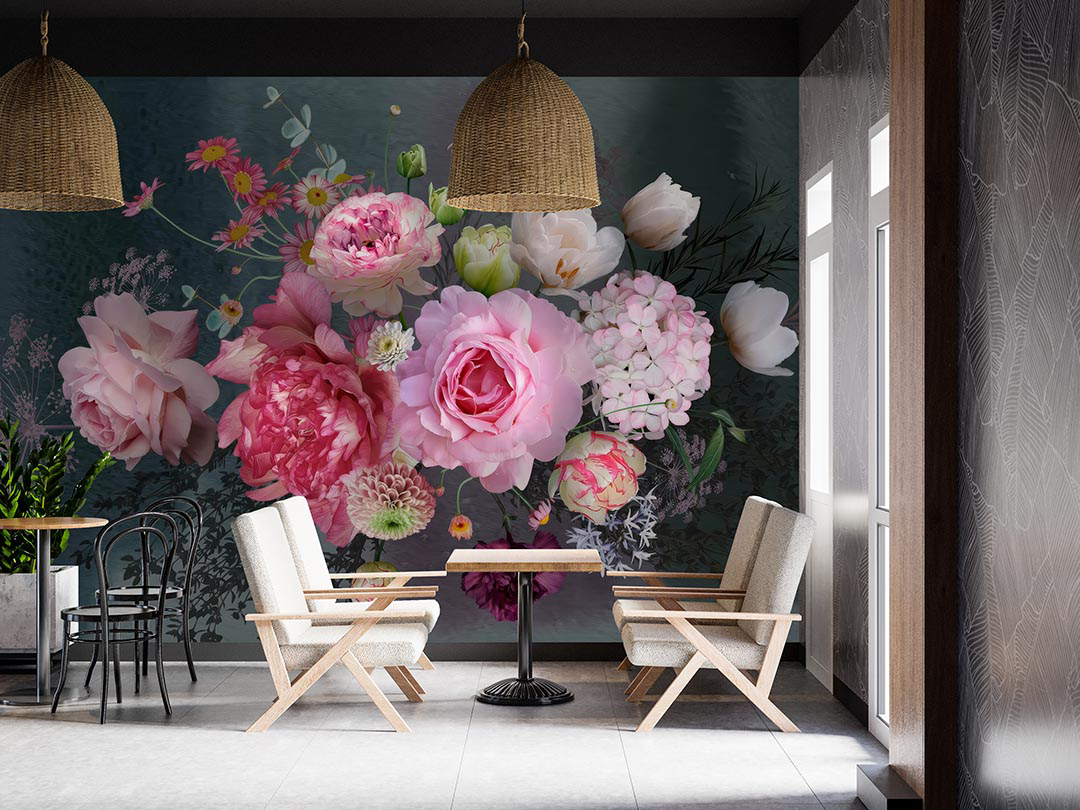 Pembe ve Beyaz Çiçeklerin Zarif Dansı Poster Duvar Kağıdı