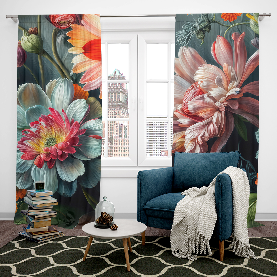 Sıcak Tonlardaki Çiçek Bahçesi Fon Perde