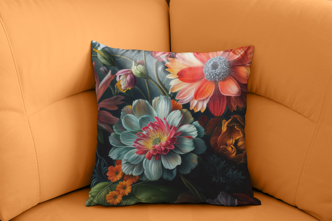 Sıcak Tonlardaki Çiçek Bahçesi Kırlent