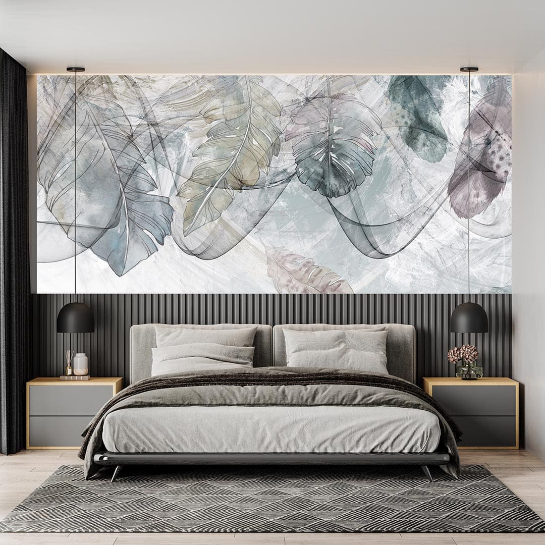 Soft Renklerde Yapraklara Dokunuş Poster Duvar Kağıdı