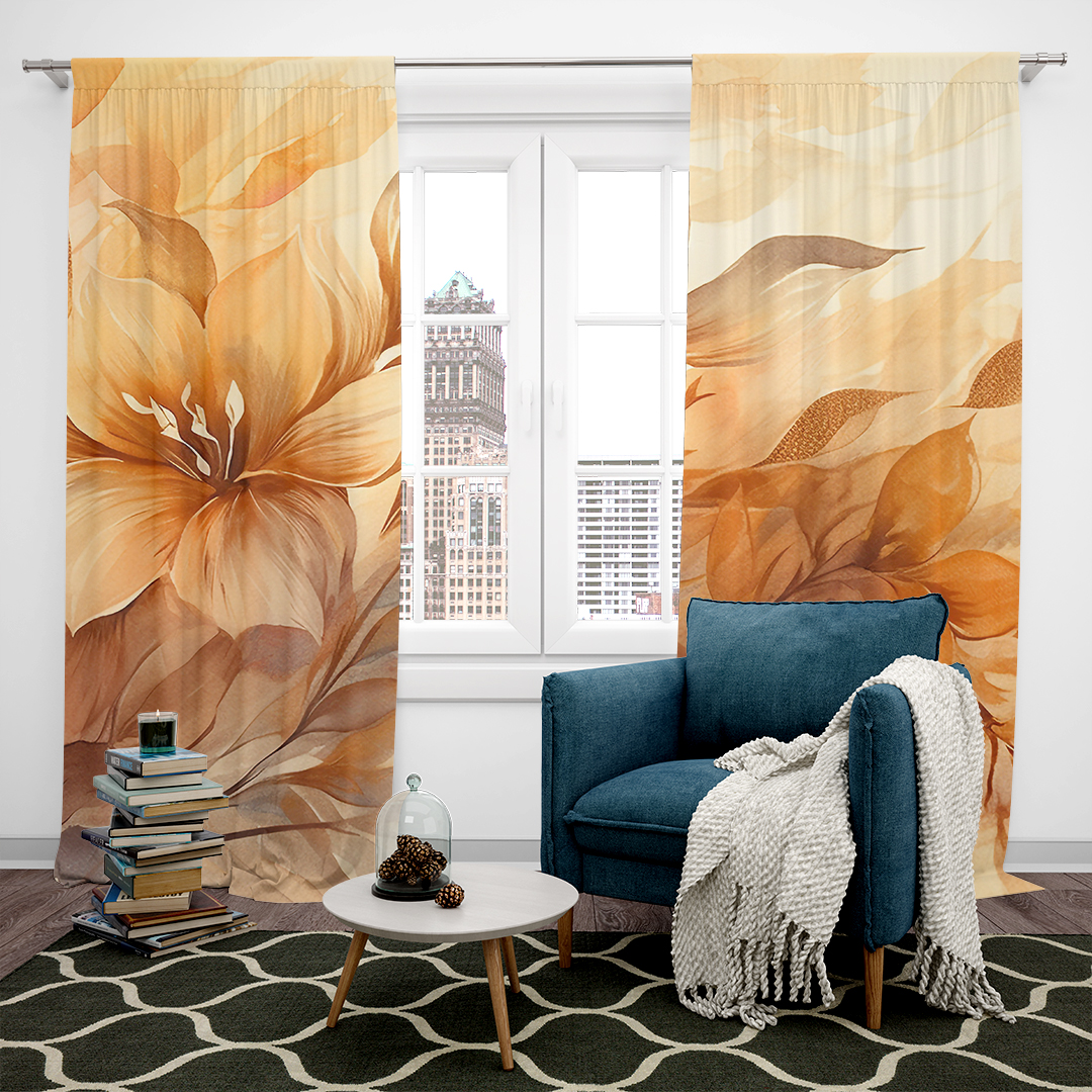 Sonbaharın Sıcak Renkleriyle Çiçek Bahçesi Fon Perde