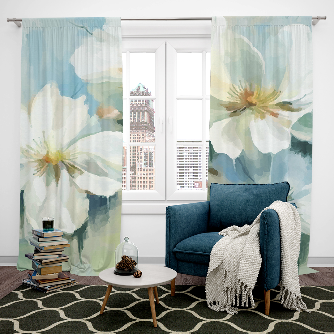 Sonsuz Zarafetin Beyaz Çiçekleri Fon Perde