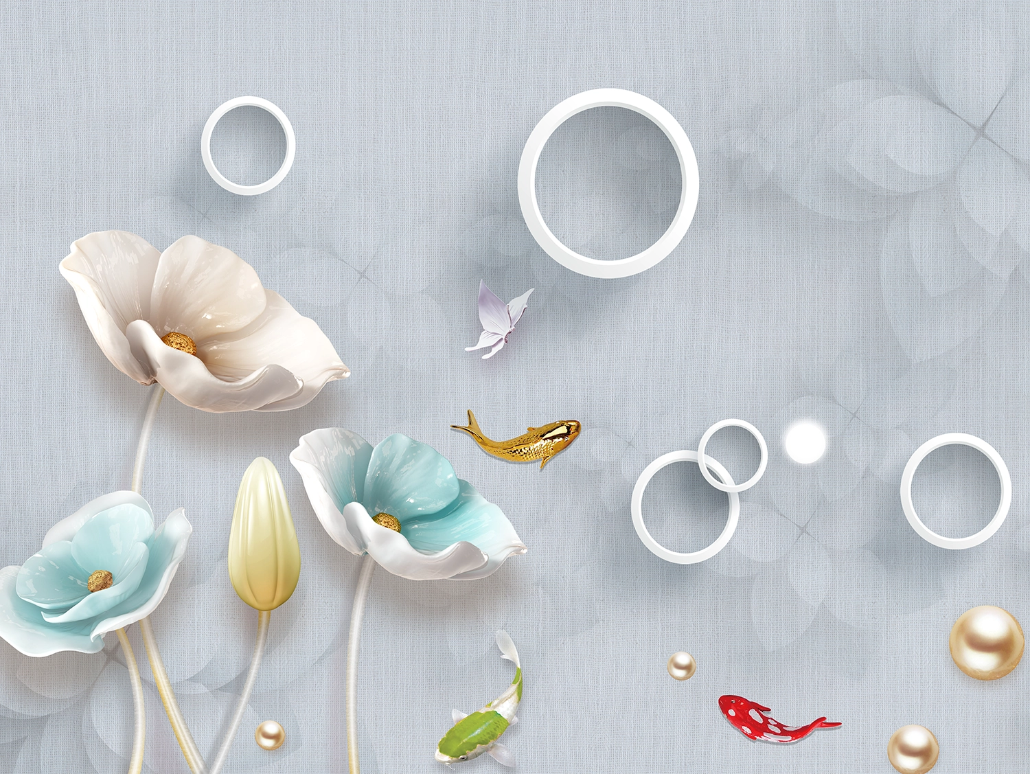 Suyun Zarafetiyle Buluşan Çiçekler ve Balıklar