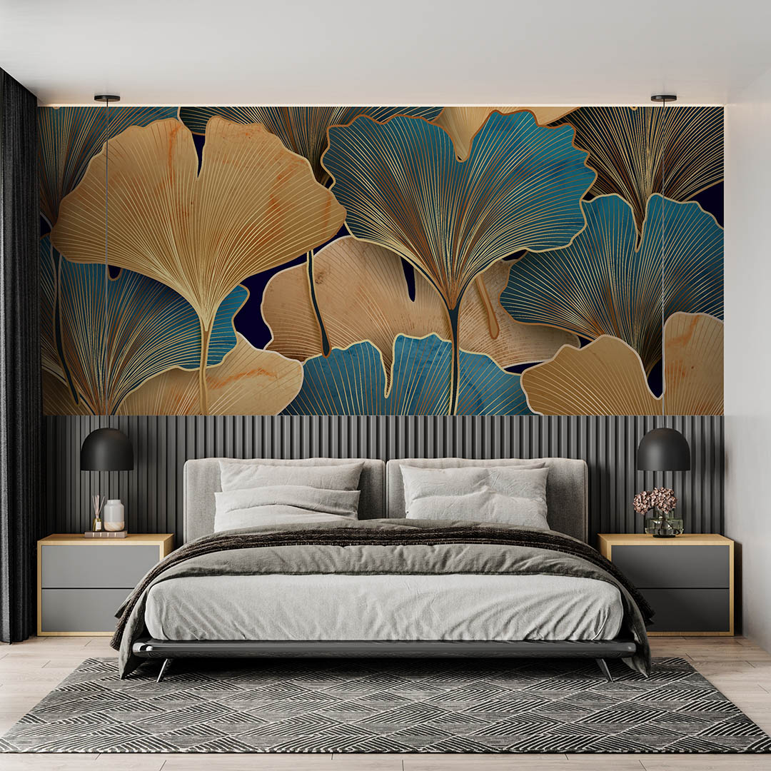 Yaprakların Gizemli Altın Dokunuşu Poster Duvar Kağıdı