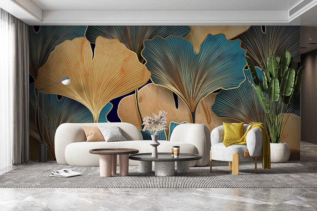 Yaprakların Gizemli Altın Dokunuşu Poster Duvar Kağıdı