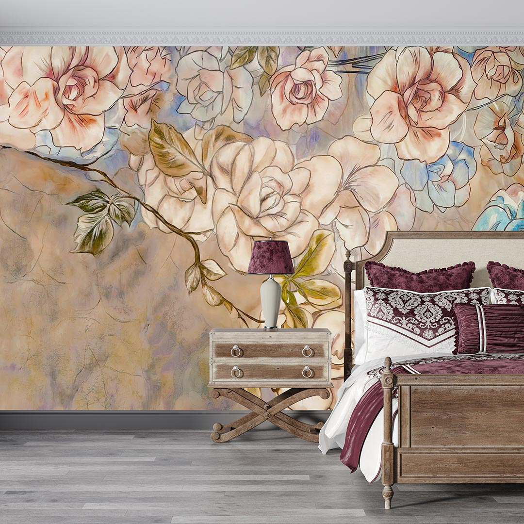 Zamansız Zarafetin İzinde Vintage Gül Bahçesi Poster Duvar Kağıdı