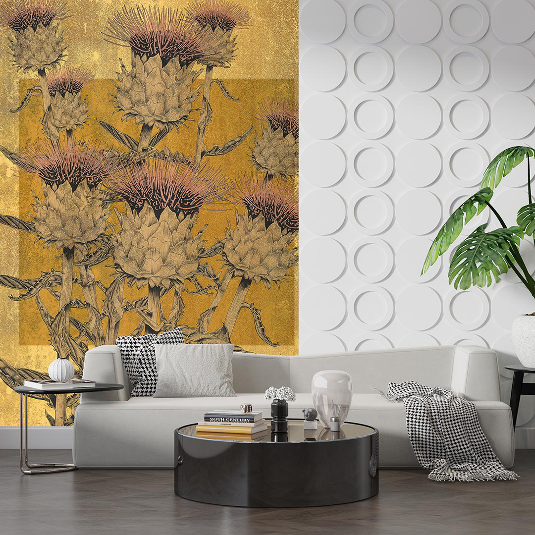 Zarif Yapraklar ve Sıcak Tonlarla Zenginleştirilmiş Lüks Tasarım Poster Duvar Kağıdı